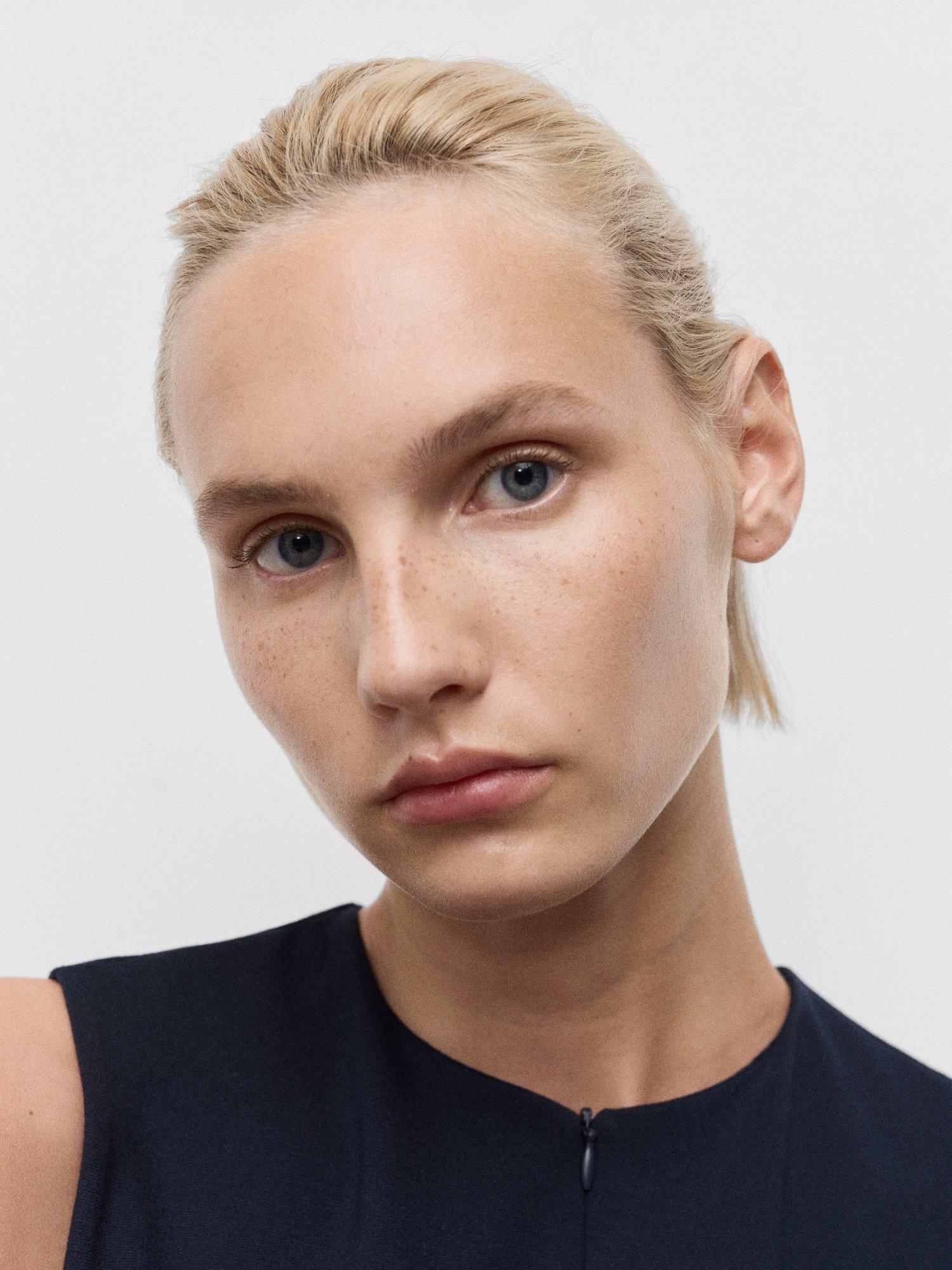 Product image 6 of 9, which shows Mango Brin Tailored Sleeveless Top, Navy, XXXL