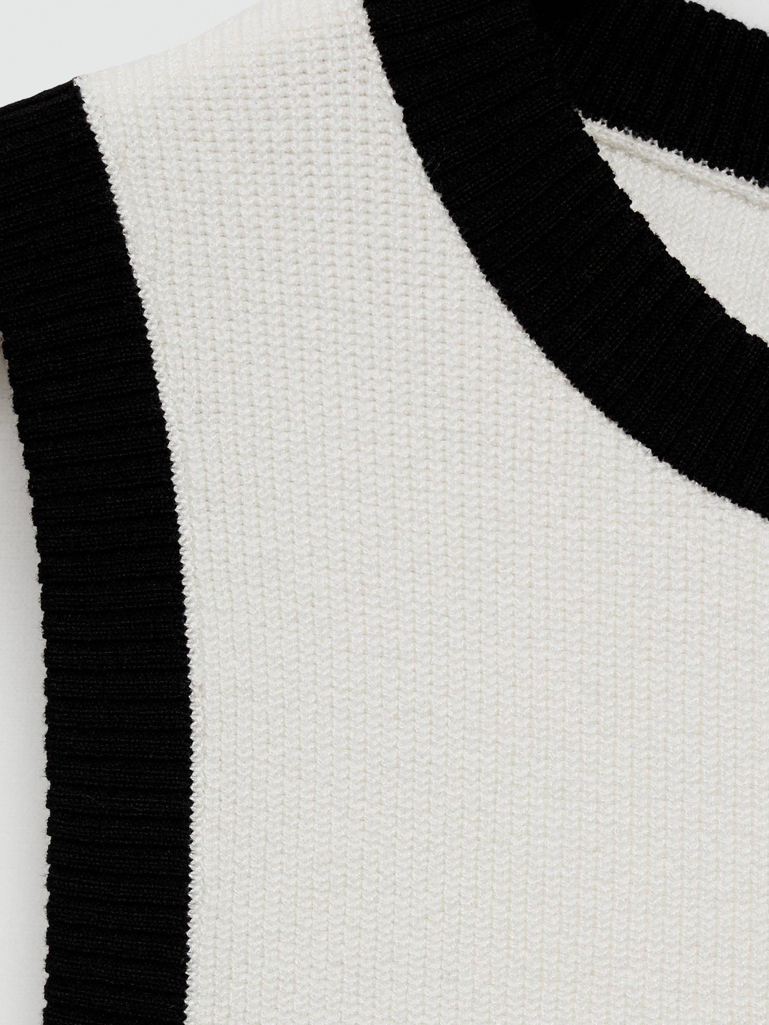 Product image 6 of 6, which shows Mango Contrast Trim Knit Top, Light Beige, XXS