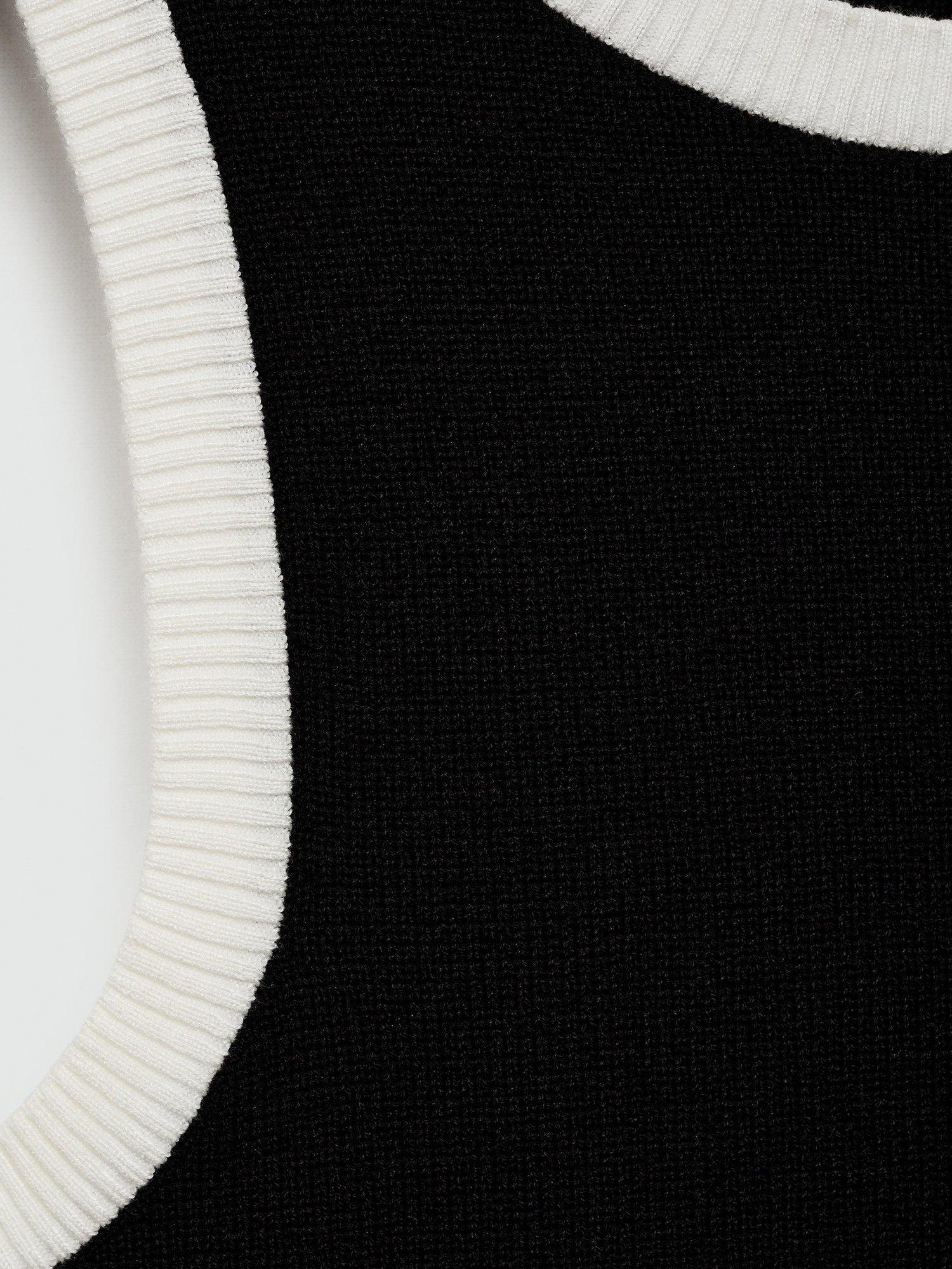 Product image 5 of 5, which shows Mango Contrast Trim Knit Top, Black, XXS