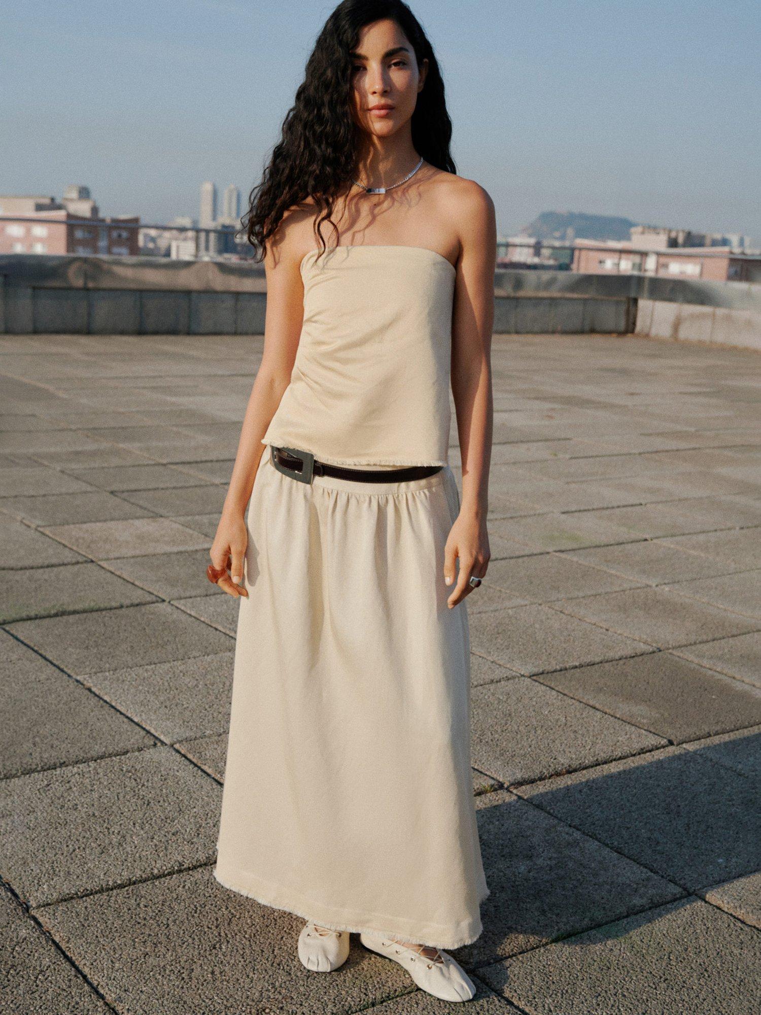 Product image 1 of 7, which shows Mango Fiona Bandeau Top, Yellow, L