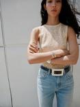 Mango Floral Open Knit Top, Light Beige