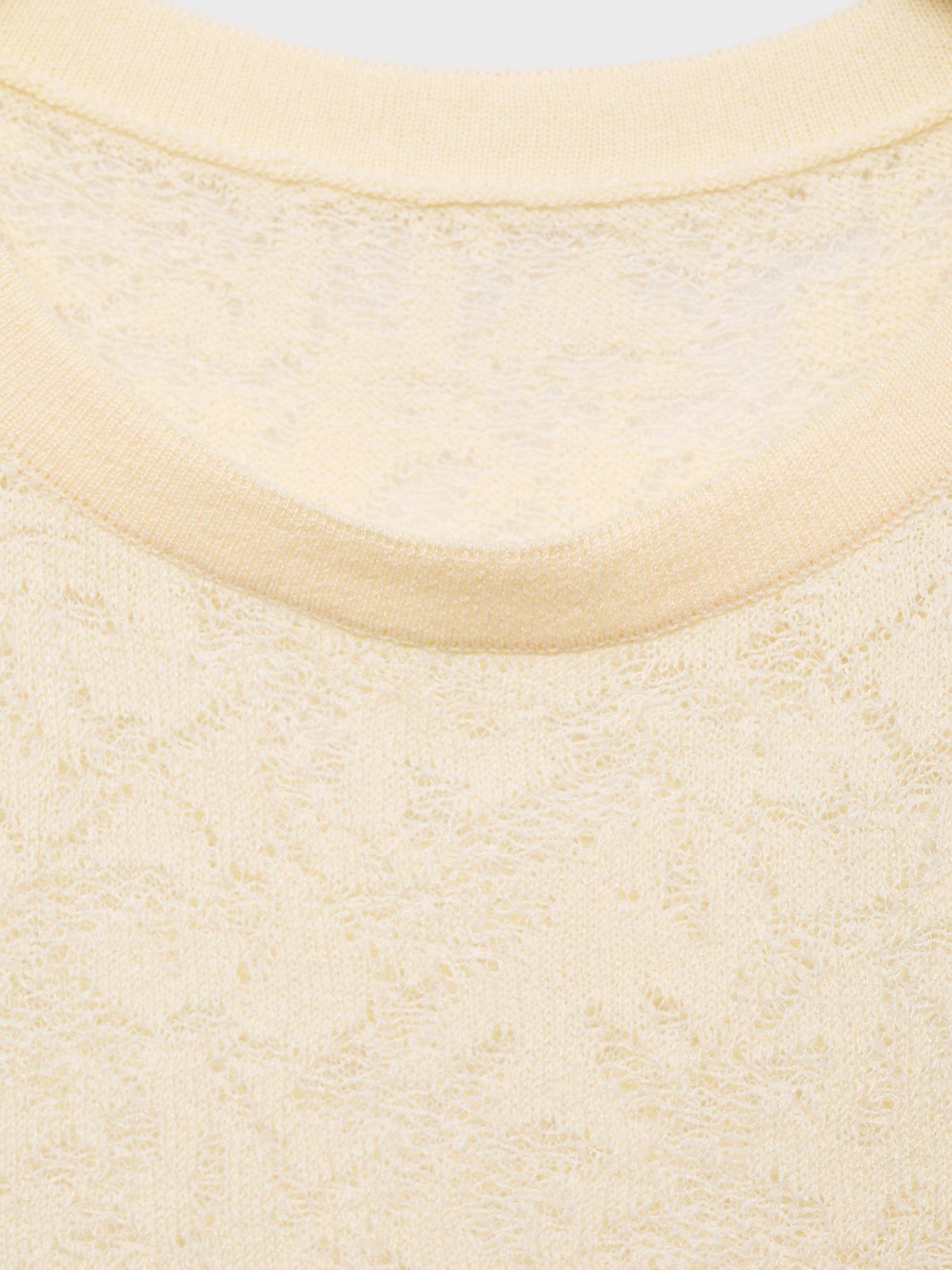 Product image 6 of 6, which shows Mango Floral Open Knit Top, Light Beige, S