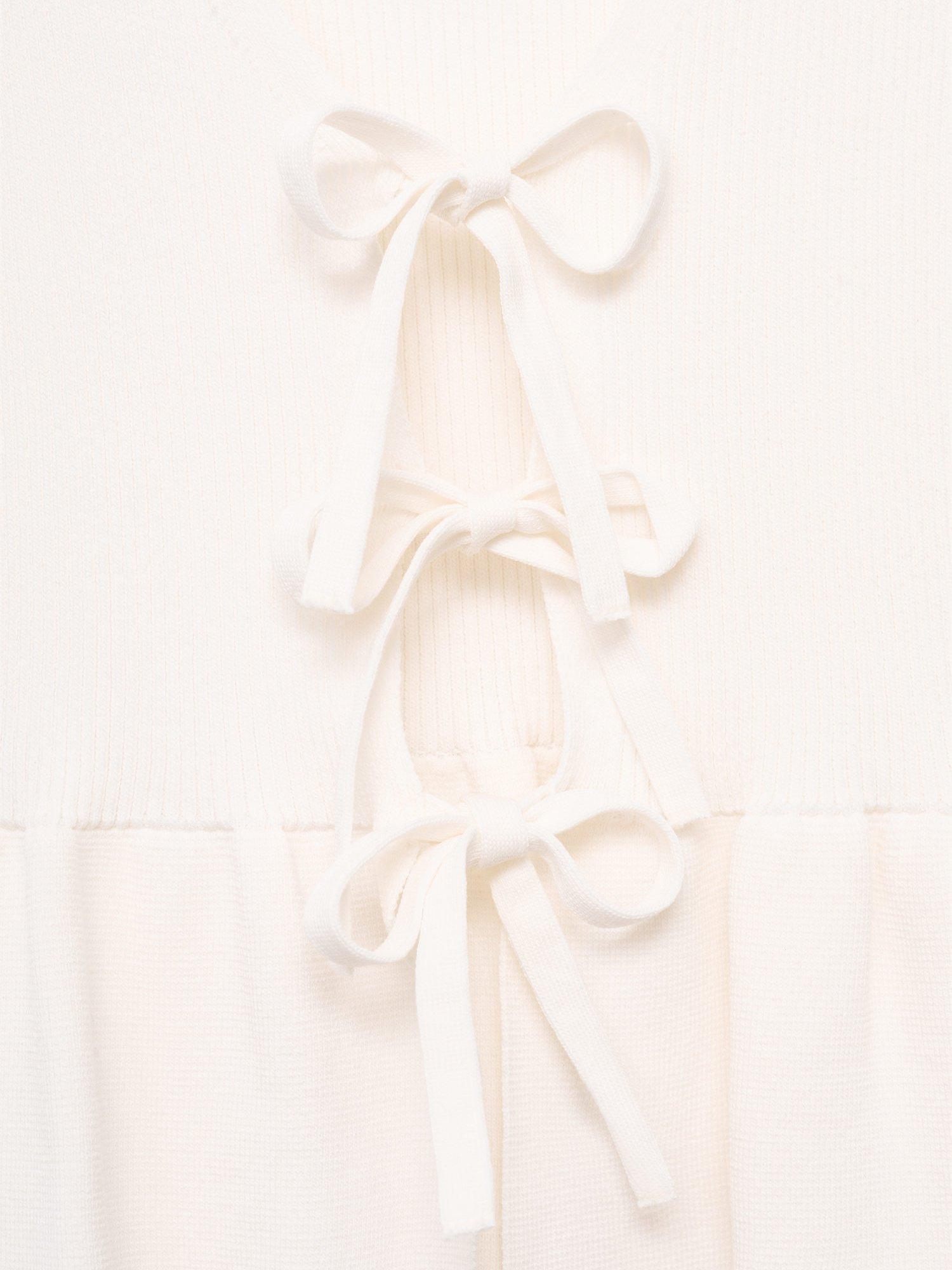 Product image 6 of 6, which shows Mango Parise Tie Front Knit Top, White, L
