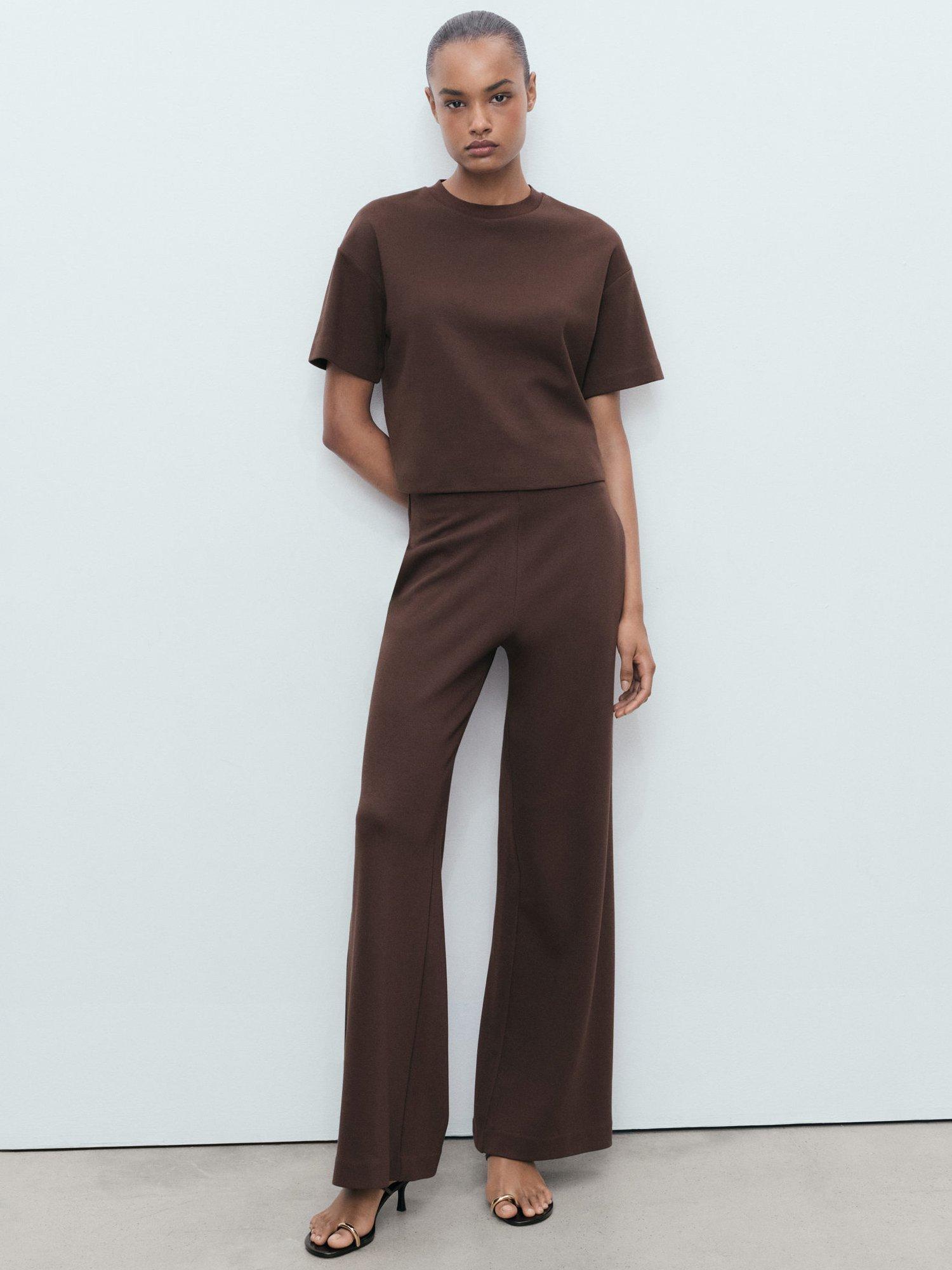 Product image 2 of 7, which shows Mango Pico Crew Neck T-Shirt, Brown, XXS