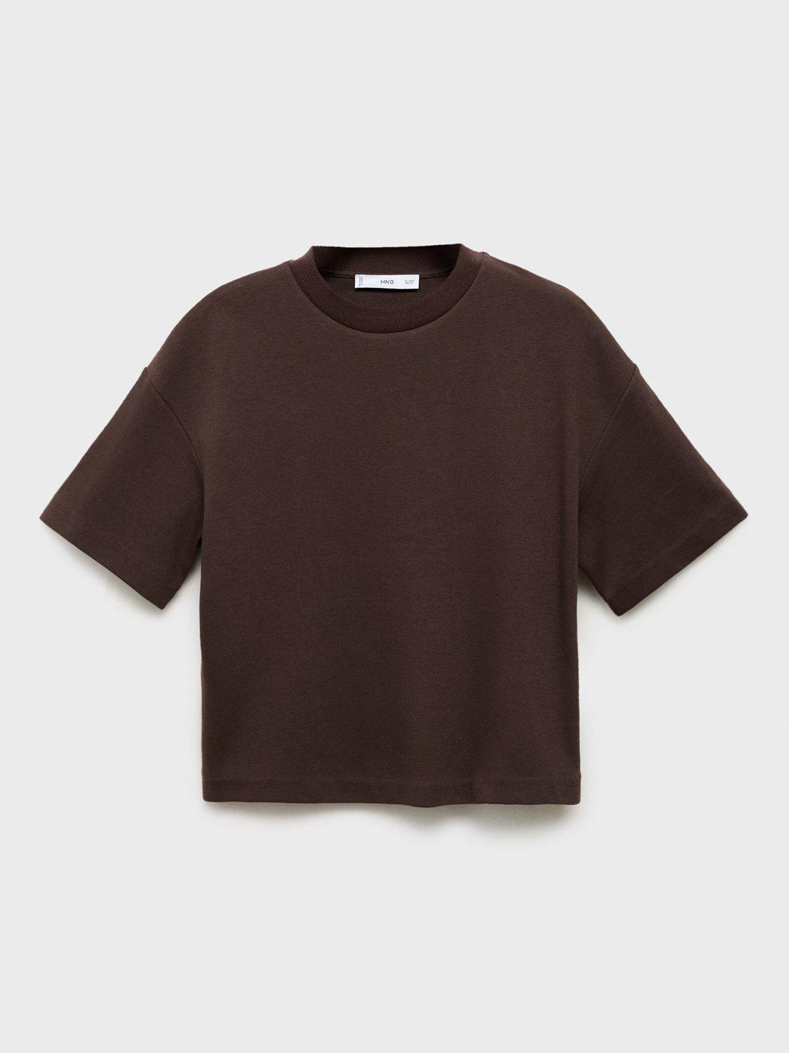 Product image 3 of 7, which shows Mango Pico Crew Neck T-Shirt, Brown, XXS