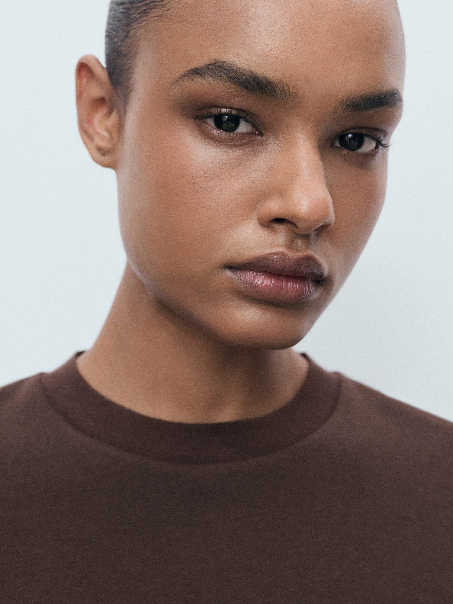 Product image 6 of 7, which shows Mango Pico Crew Neck T-Shirt, Brown, XXS