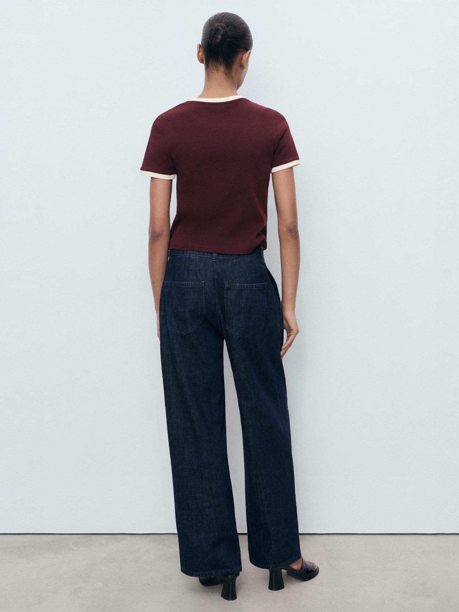 Product image 4 of 9, which shows Mango Pirti Colour Contrast T-Shirt, Dark Red, 5XL