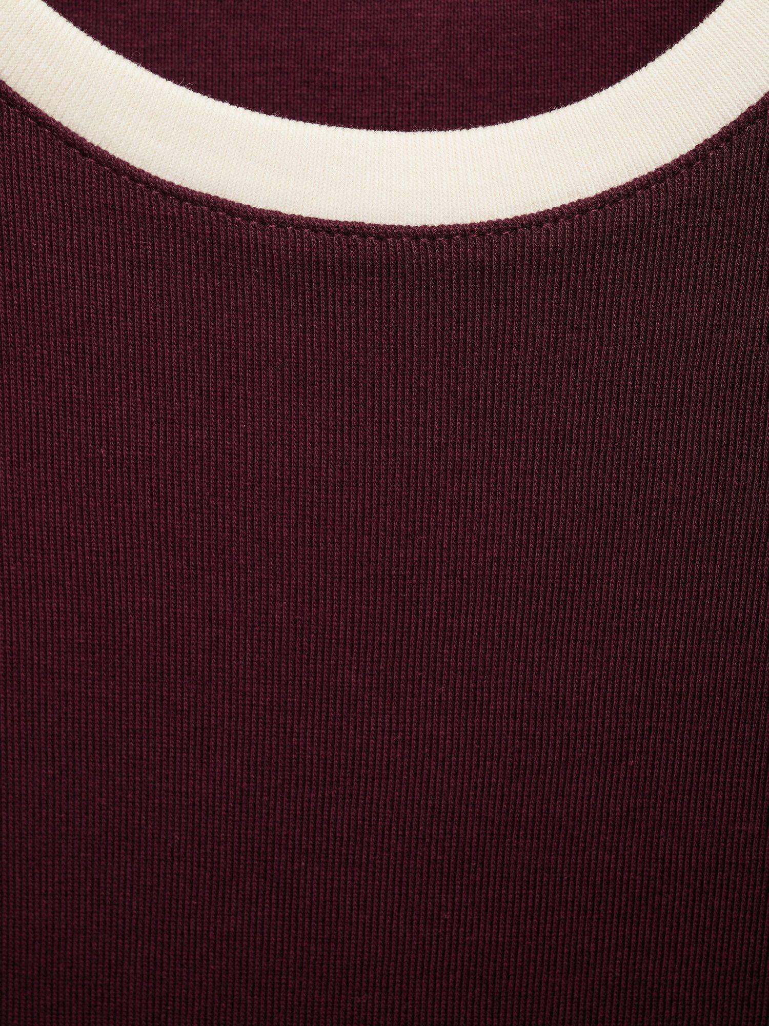 Product image 9 of 9, which shows Mango Pirti Colour Contrast T-Shirt, Dark Red, 5XL