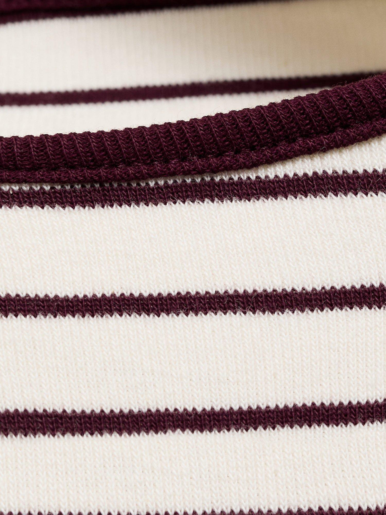 Product image 5 of 7, which shows Mango Porta Stripe Colour Contrast Top, Dark Red, XS