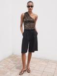 Mango Sofi Animal Print Asymmetric Top, Brown