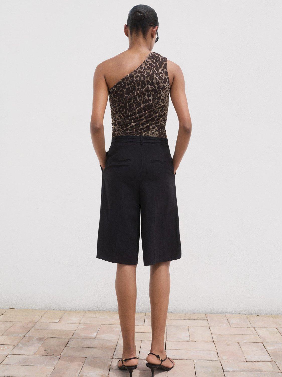 Product image 4 of 8, which shows Mango Sofi Animal Print Asymmetric Top, Brown, L