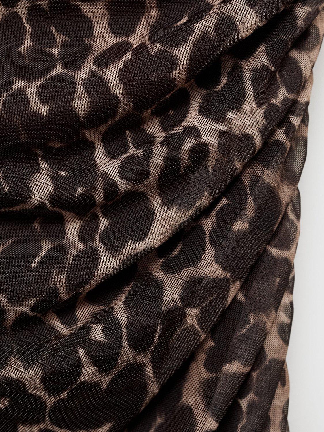 Product image 5 of 8, which shows Mango Sofi Animal Print Asymmetric Top, Brown, L