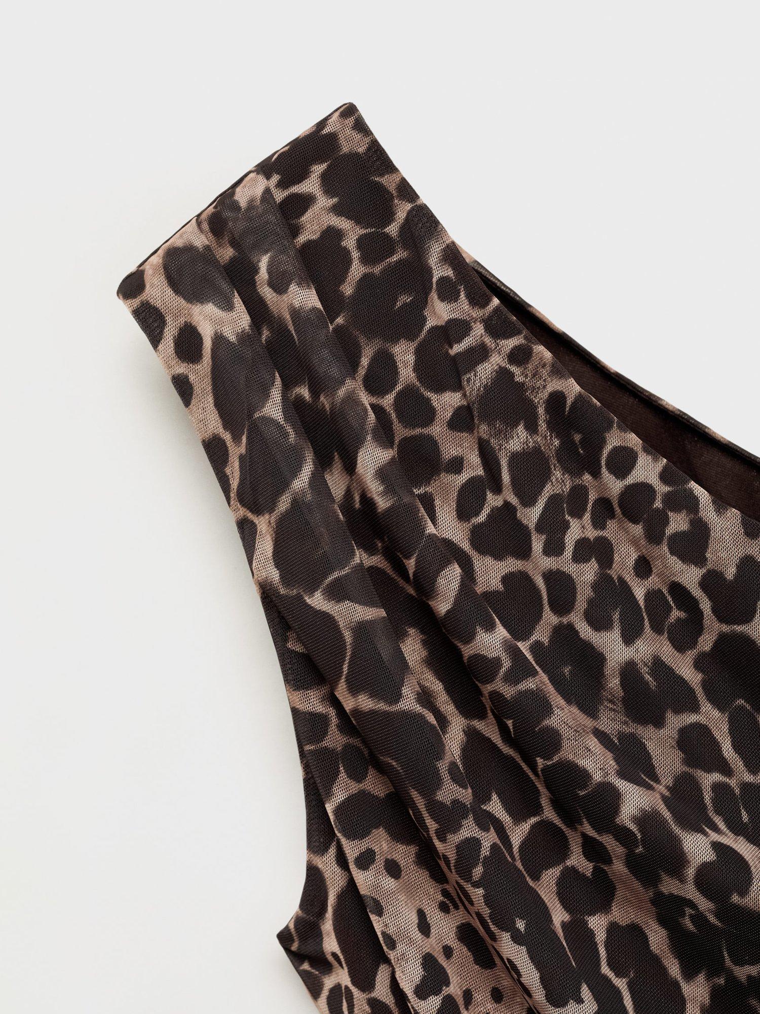 Product image 8 of 8, which shows Mango Sofi Animal Print Asymmetric Top, Brown, L