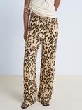Mango Bernie Abstract Leopard Print Trousers, Light Beige