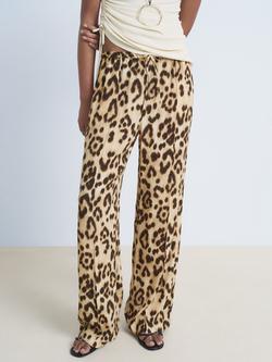 Mango Bernie Abstract Leopard Print Trousers, Light Beige, Light Beige