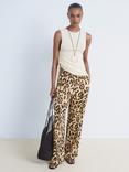 Mango Bernie Abstract Leopard Print Trousers, Light Beige