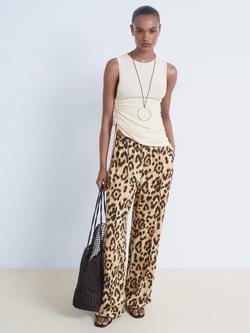 Mango Bernie Abstract Leopard Print Trousers, Light Beige - view 2, Light Beige