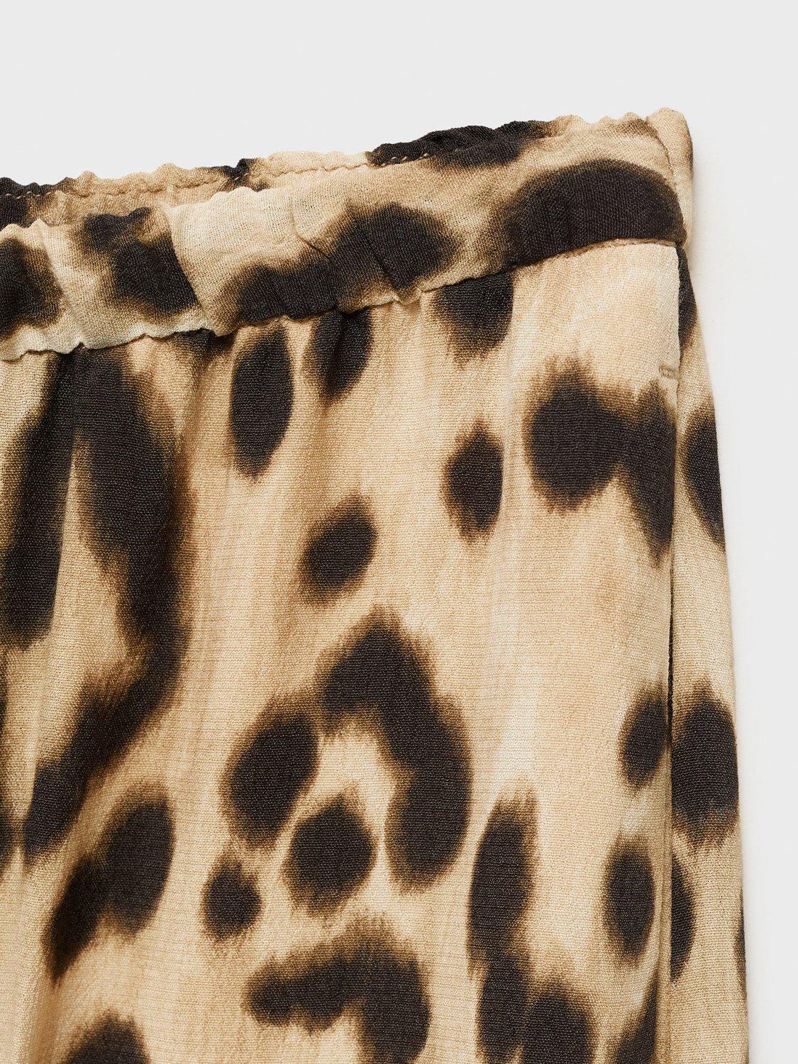 Product image 5 of 8, which shows Mango Bernie Abstract Leopard Print Trousers, Light Beige, XXXL
