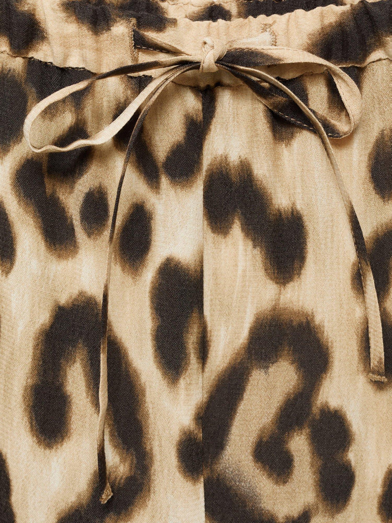 Product image 8 of 8, which shows Mango Bernie Abstract Leopard Print Trousers, Light Beige, XXXL