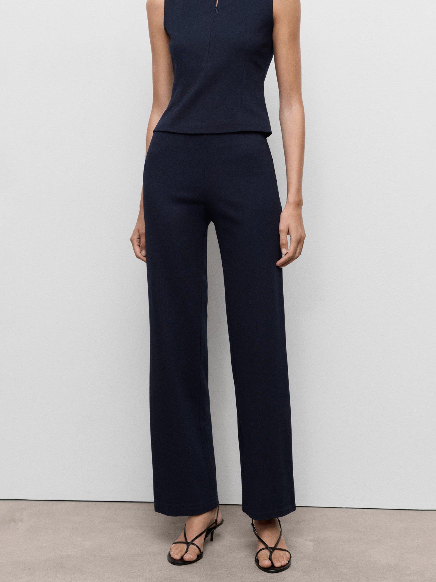Product image 1 of 9, which shows Mango Brin Smart Straight Cut Trousers, Navy, XL