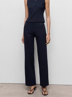Mango Brin Smart Straight Cut Trousers, Navy, Navy