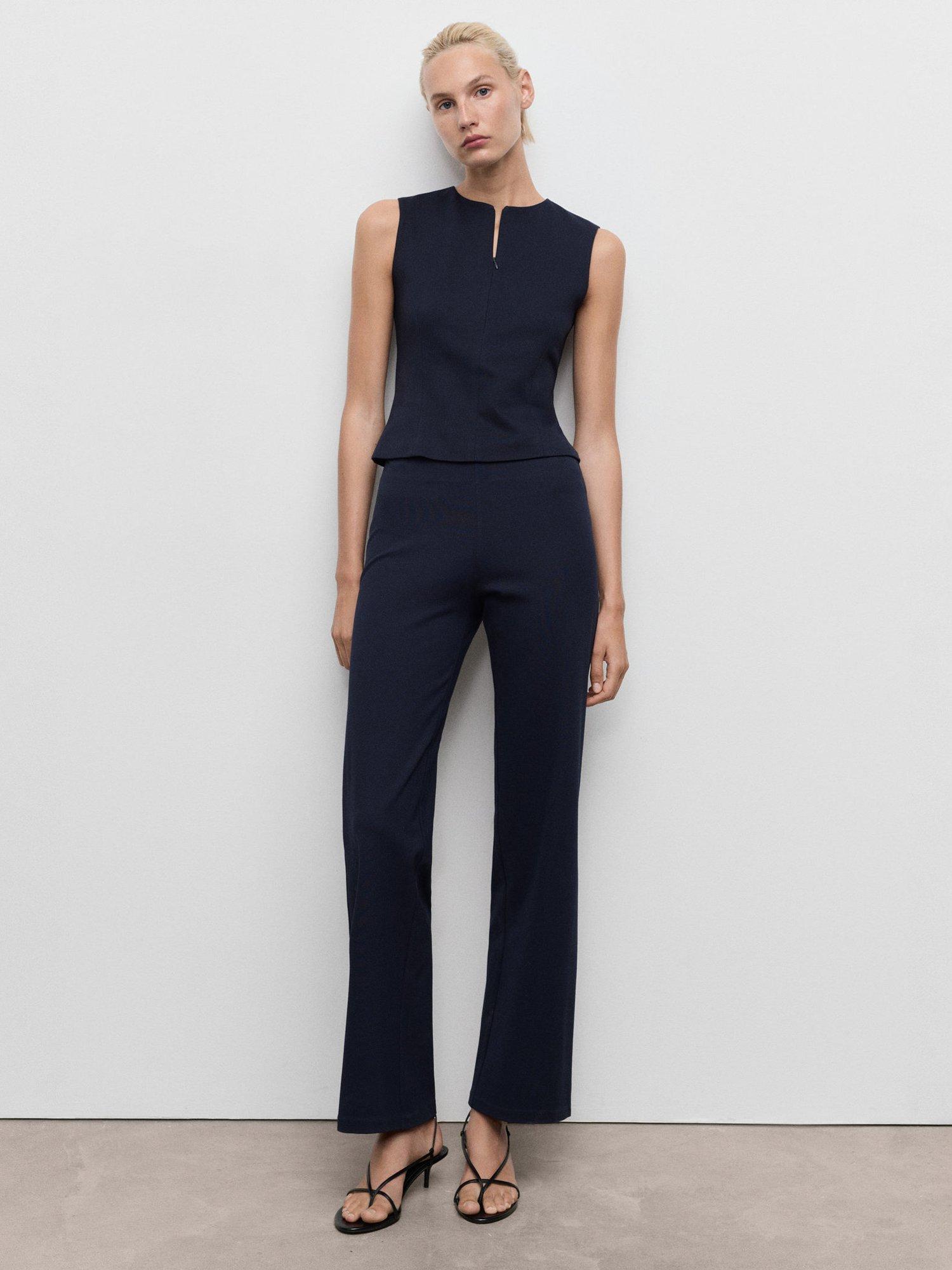 Product image 2 of 9, which shows Mango Brin Smart Straight Cut Trousers, Navy, XL