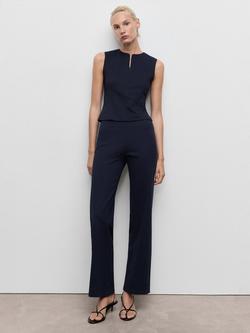 Mango Brin Smart Straight Cut Trousers, Navy - view 2, Navy