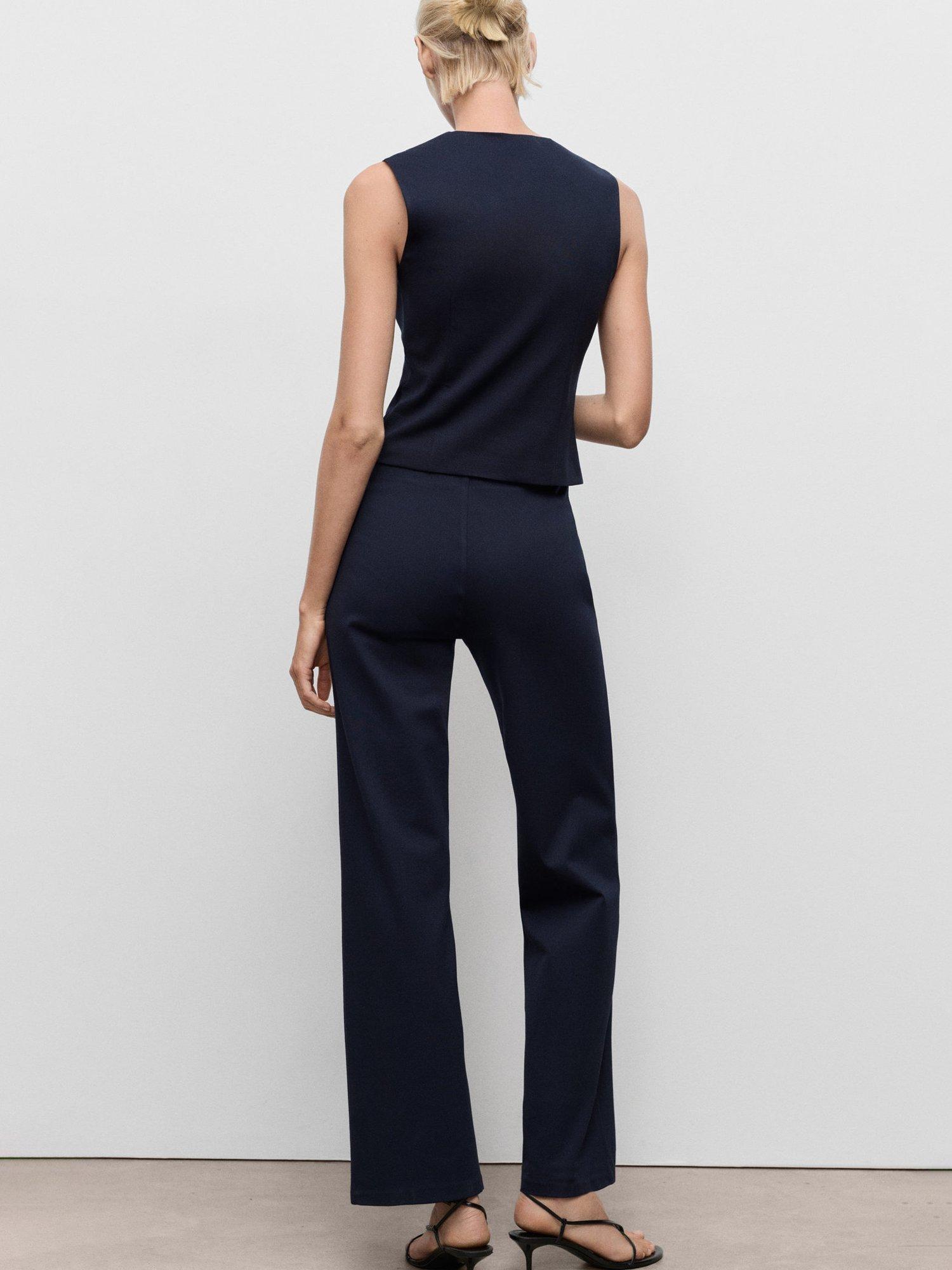 Product image 4 of 9, which shows Mango Brin Smart Straight Cut Trousers, Navy, XL