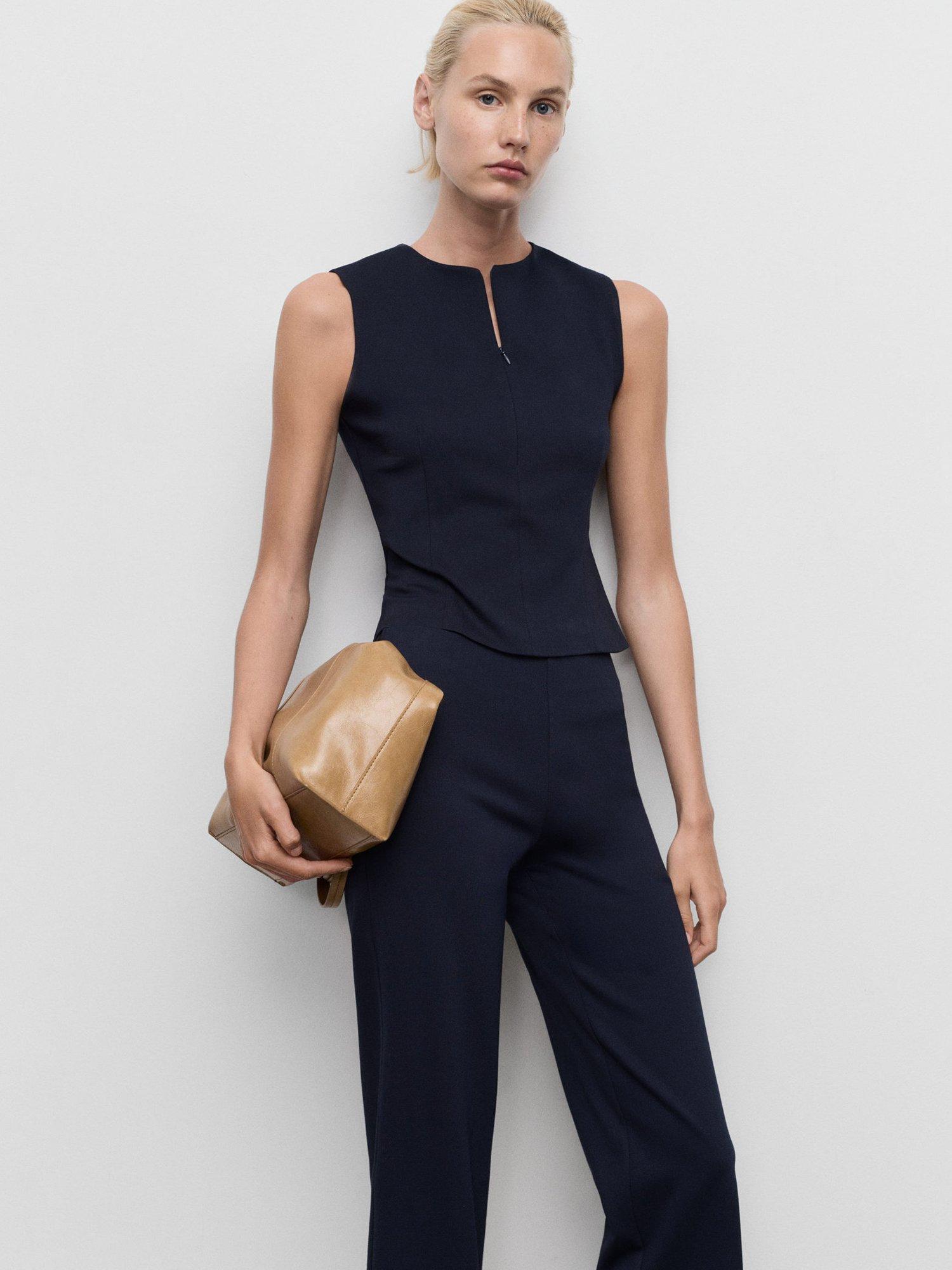 Product image 6 of 9, which shows Mango Brin Smart Straight Cut Trousers, Navy, XL