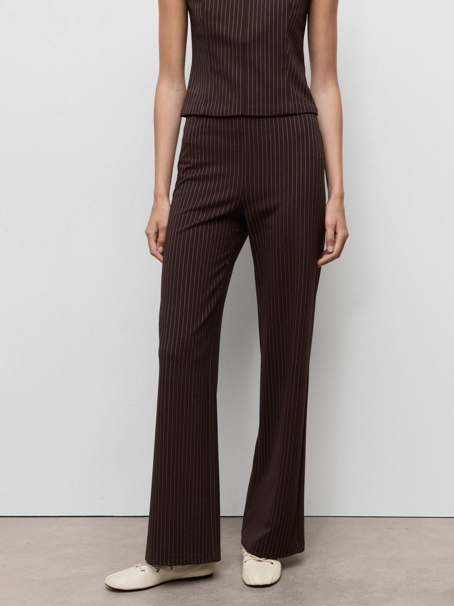 Mango Brin Pinstripe Trousers, Brown