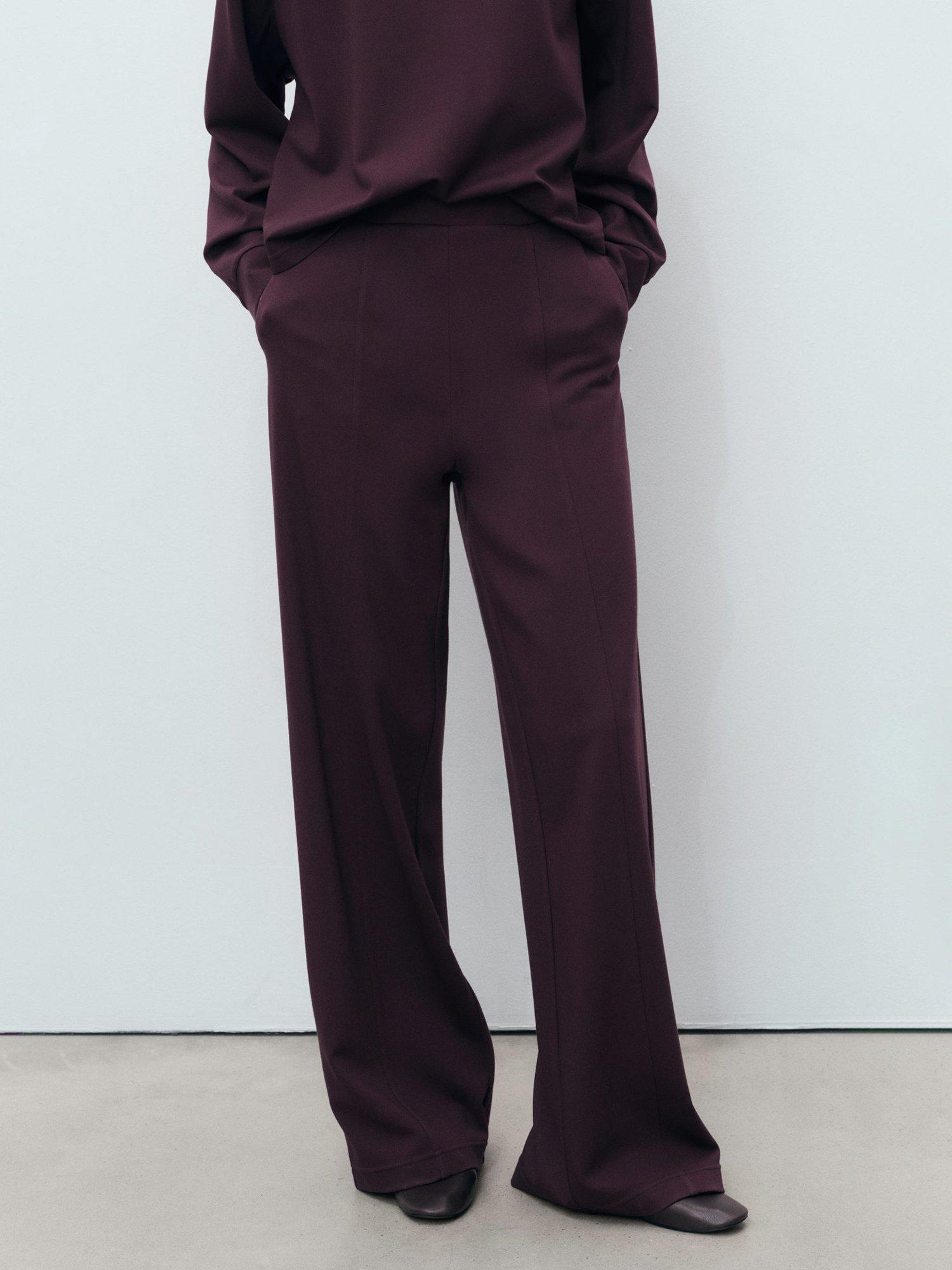 Product image 1 of 9, which shows Mango Florida Tailored Trousers, Dark Red, L
