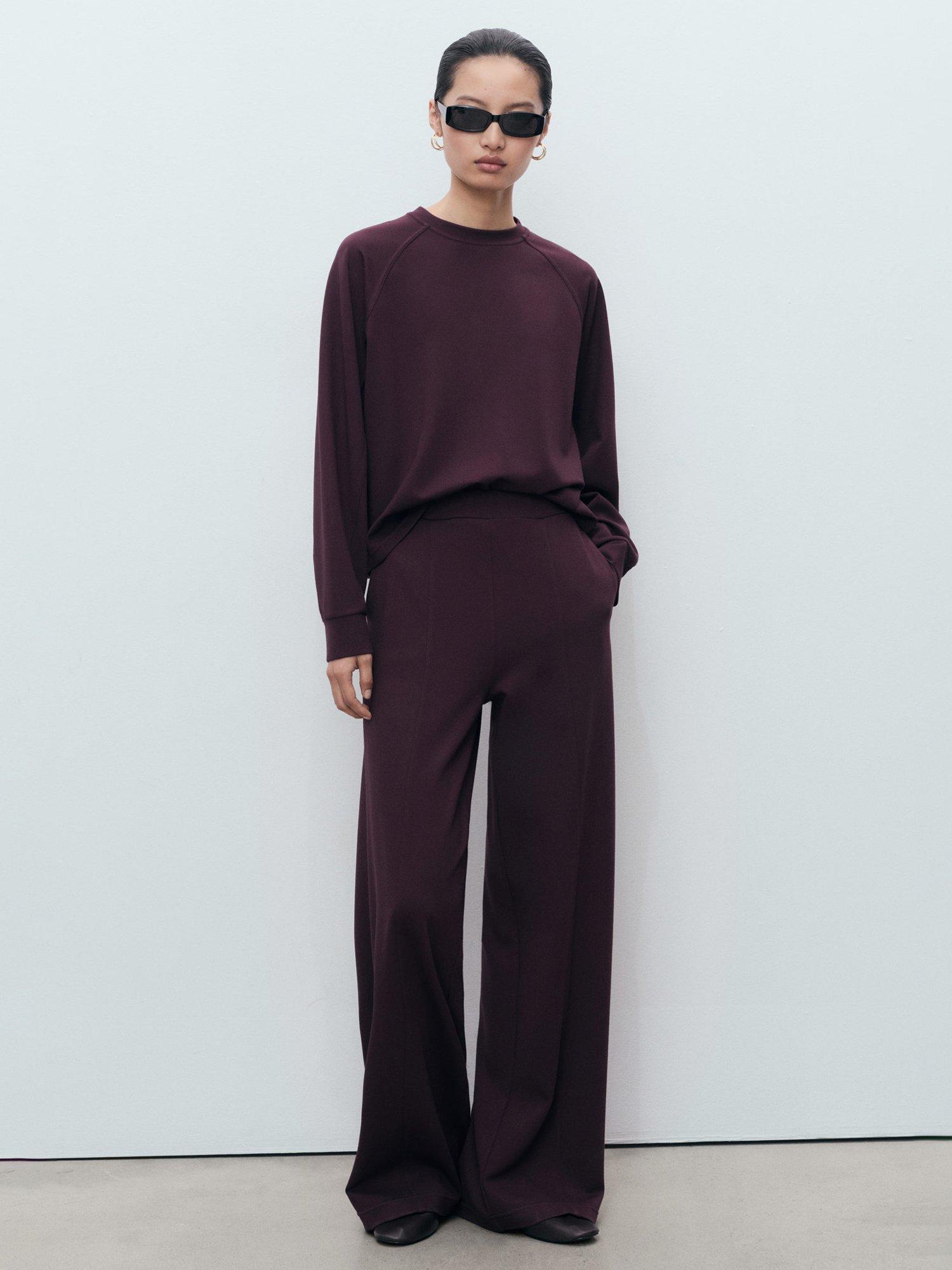 Product image 2 of 9, which shows Mango Florida Tailored Trousers, Dark Red, L