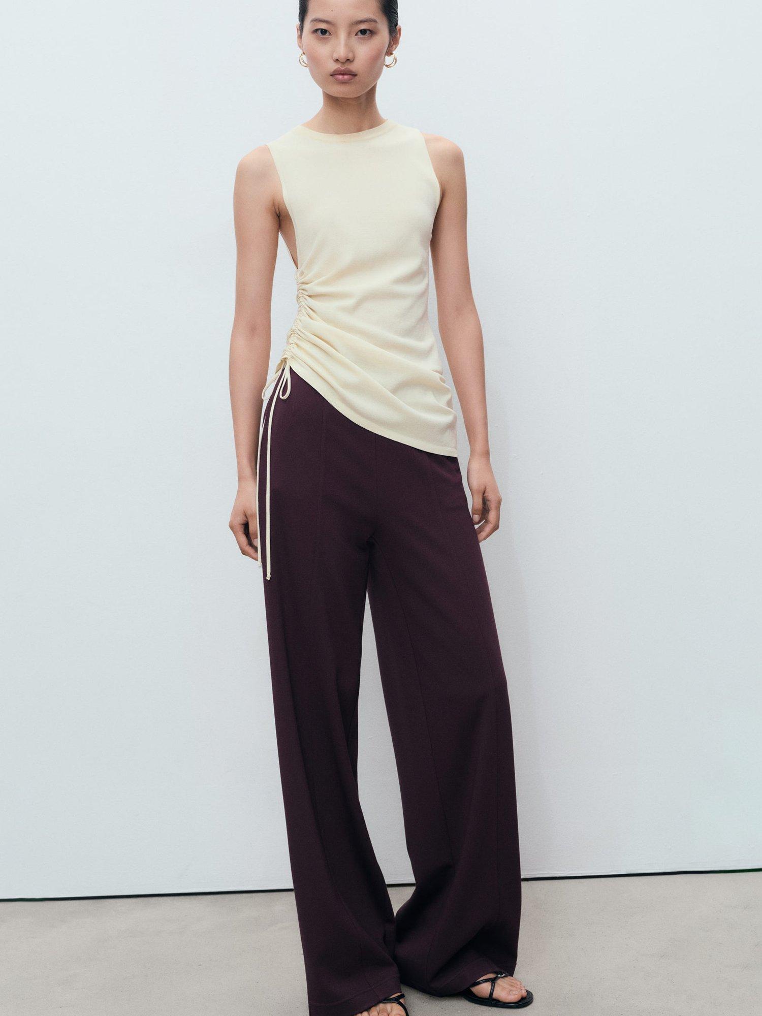 Product image 6 of 9, which shows Mango Florida Tailored Trousers, Dark Red, L