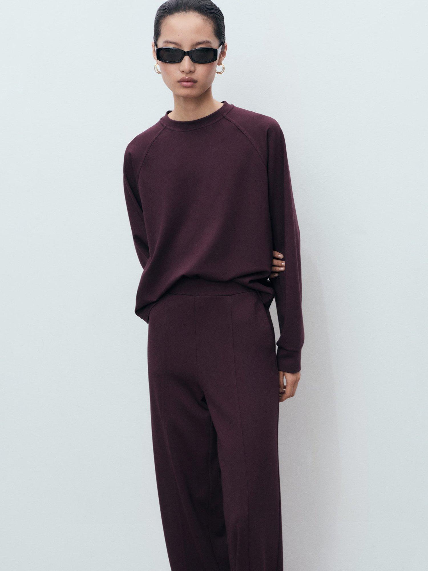 Product image 7 of 9, which shows Mango Florida Tailored Trousers, Dark Red, L