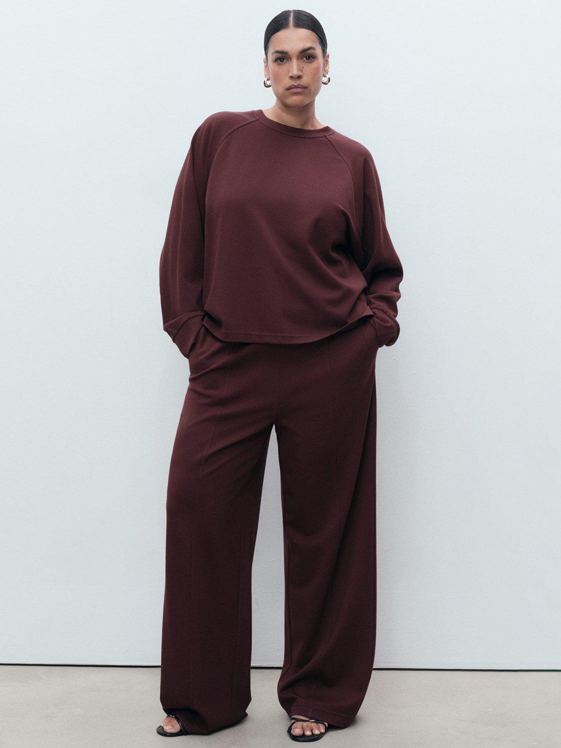 Product image 8 of 9, which shows Mango Florida Tailored Trousers, Dark Red, L