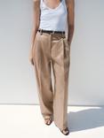 Mango Mila Pleat Tailored Trousers, Light Beige