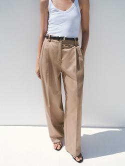 Mango Mila Pleat Tailored Trousers, Light Beige, Light Beige