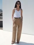 Mango Mila Pleat Tailored Trousers, Light Beige