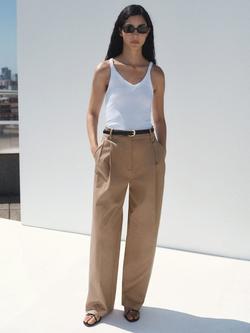 Mango Mila Pleat Tailored Trousers, Light Beige - view 2, Light Beige