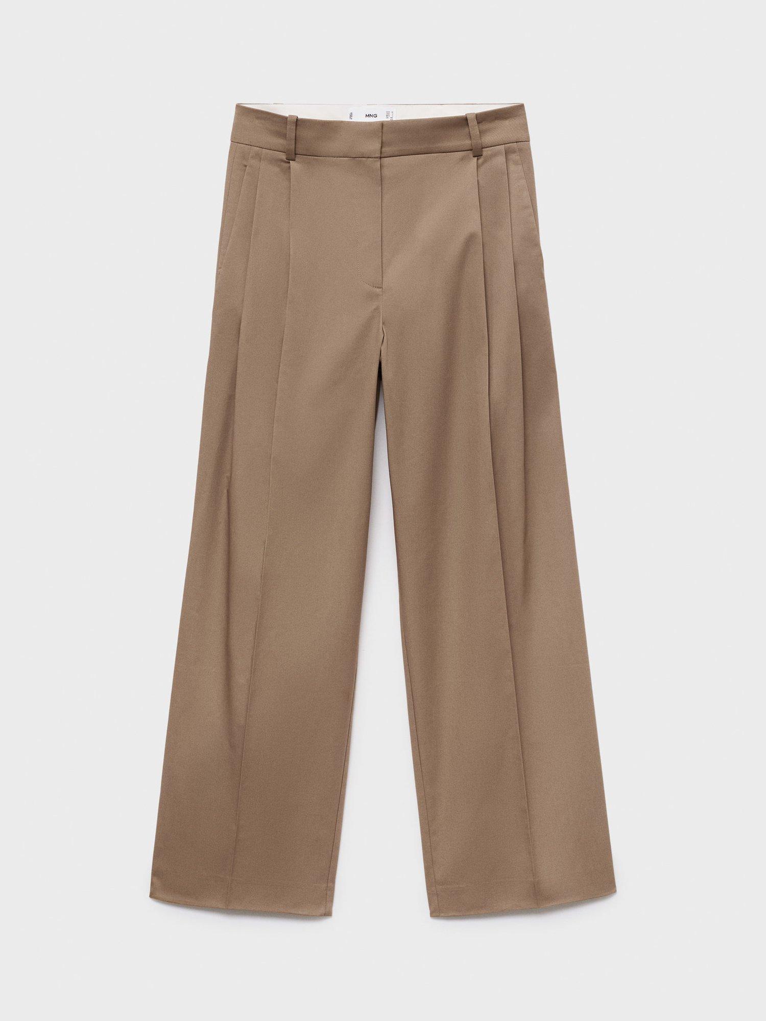 Product image 3 of 7, which shows Mango Mila Pleat Tailored Trousers, Light Beige, 10