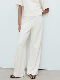 Mango Pico Tailored Wide Leg Trousers, Cream, Cream