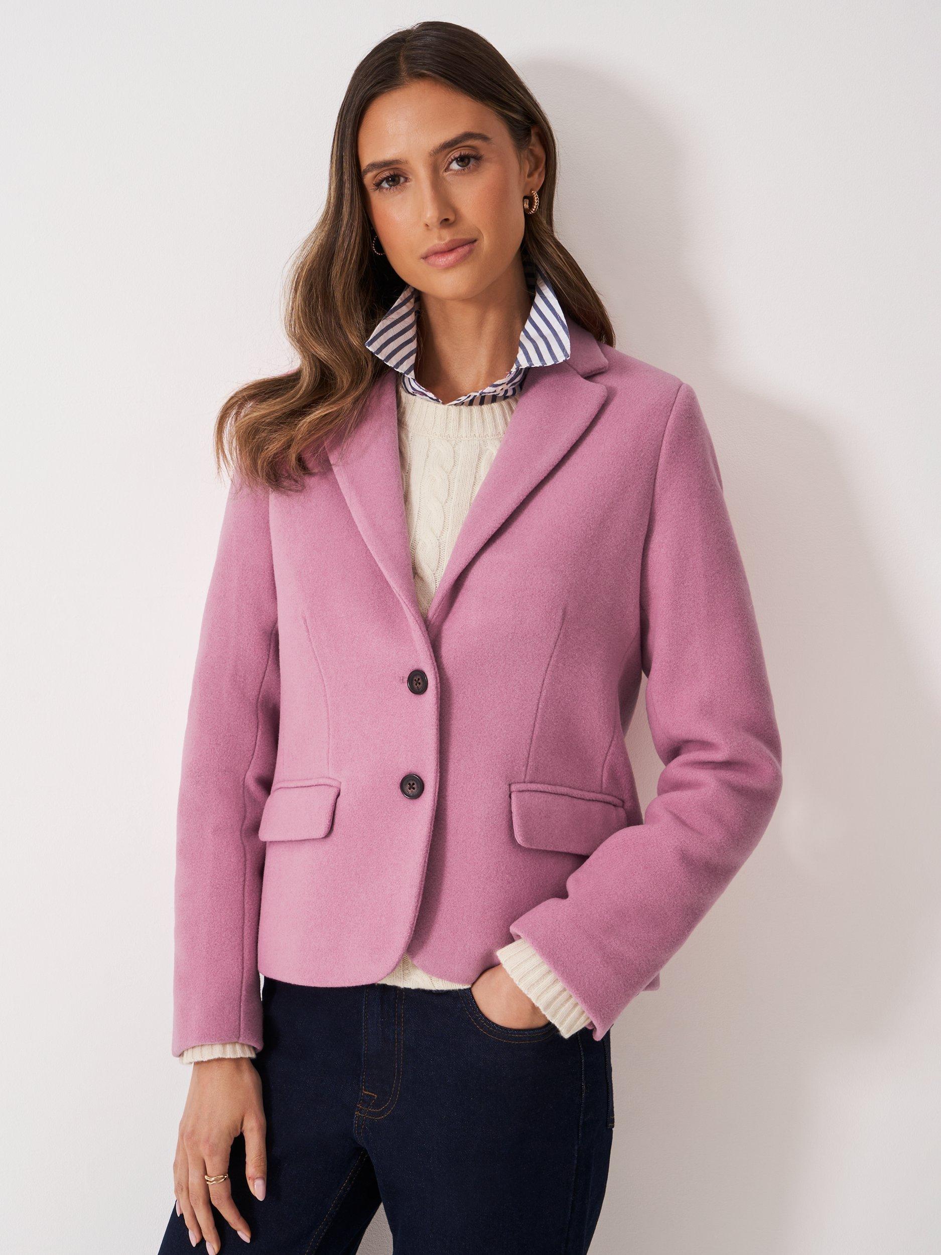 Product image 1 of 5, which shows Crew Clothing Single Breasted Jacket, Pastel Pink, 10