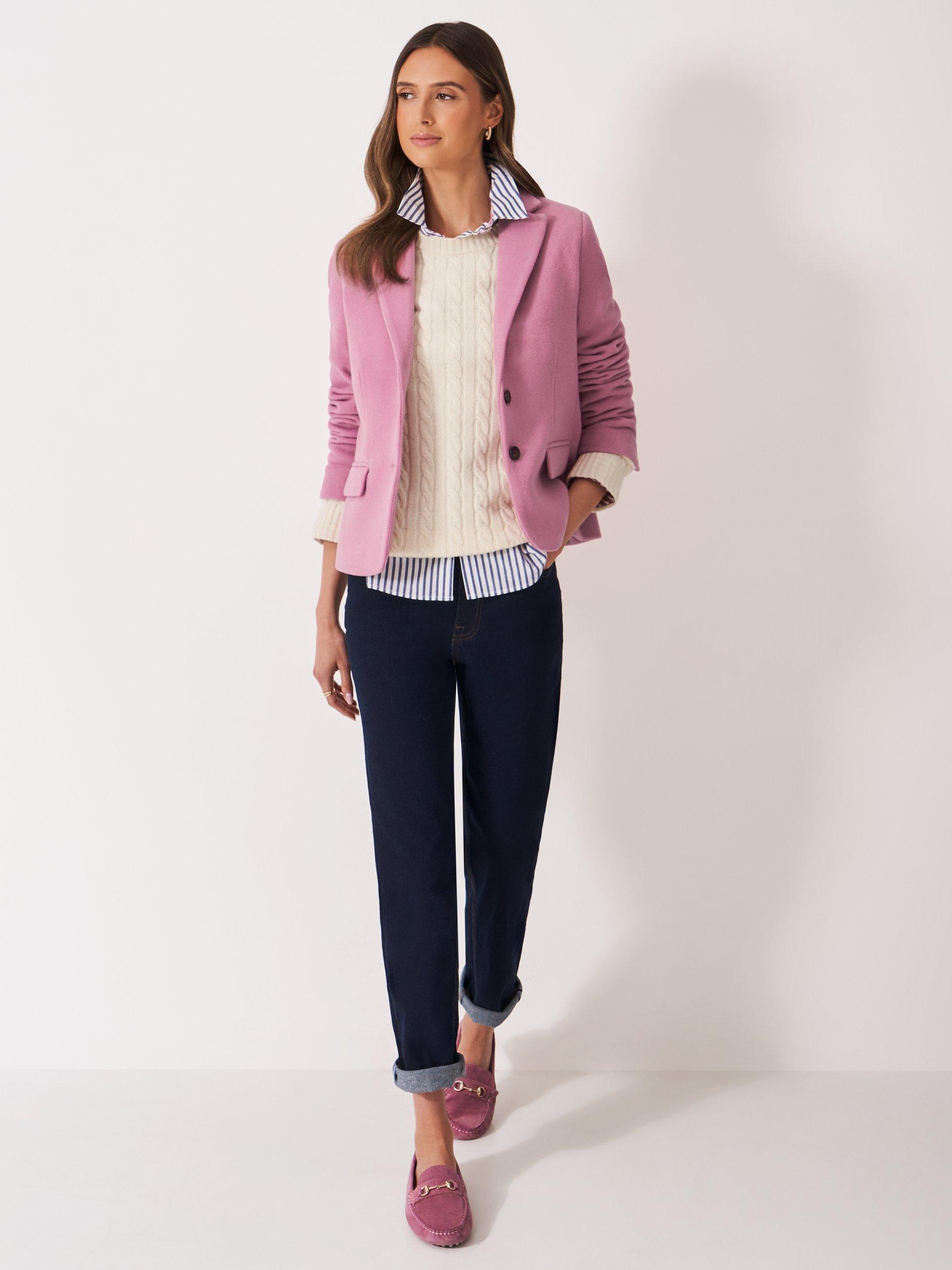 Product image 3 of 5, which shows Crew Clothing Single Breasted Jacket, Pastel Pink, 10