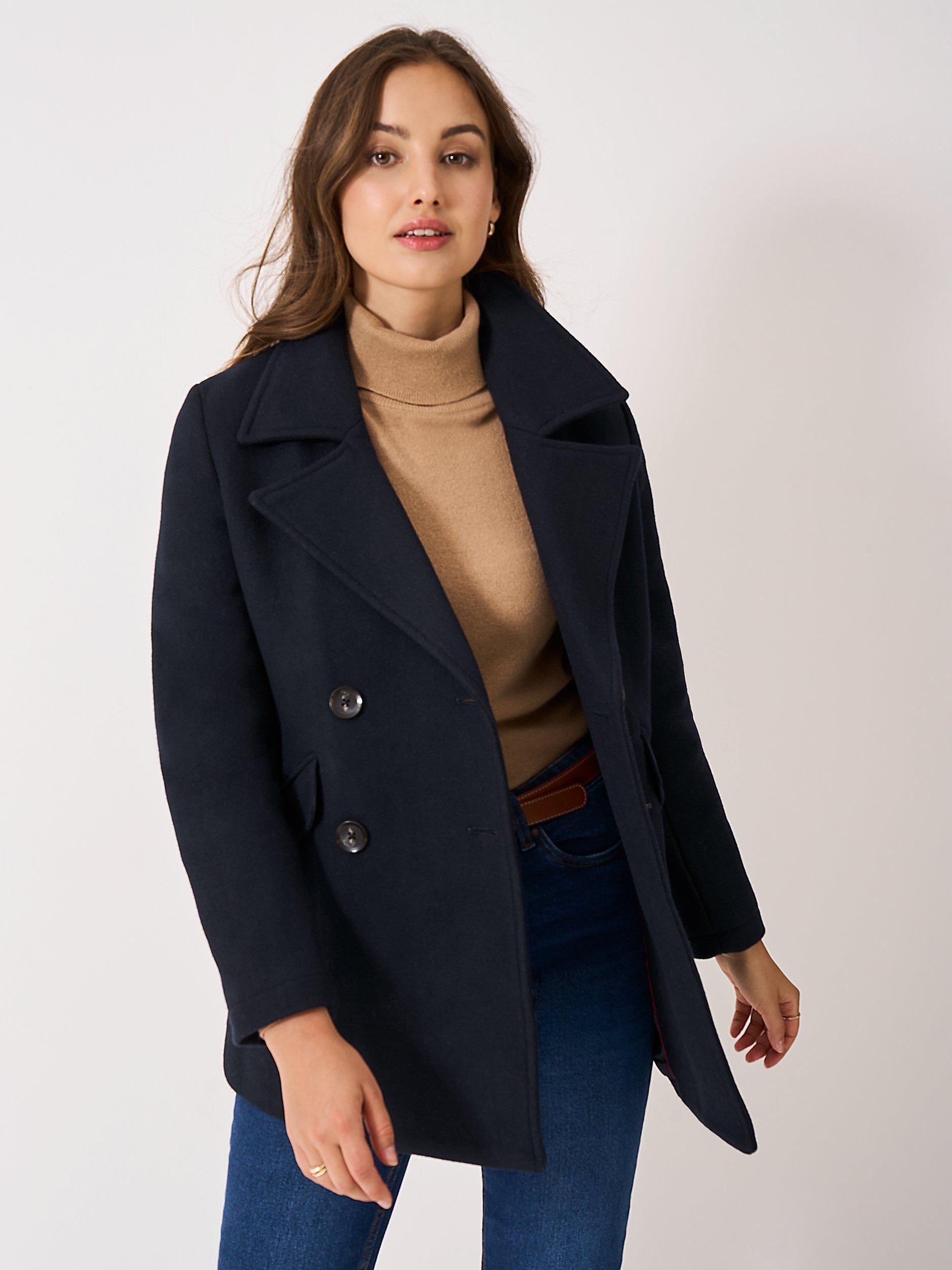 Product image 1 of 5, which shows Crew Clothing Wool Blend Peacoat, Navy Blue, 10