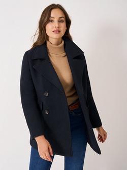 Crew Clothing Wool Blend Peacoat, Navy Blue