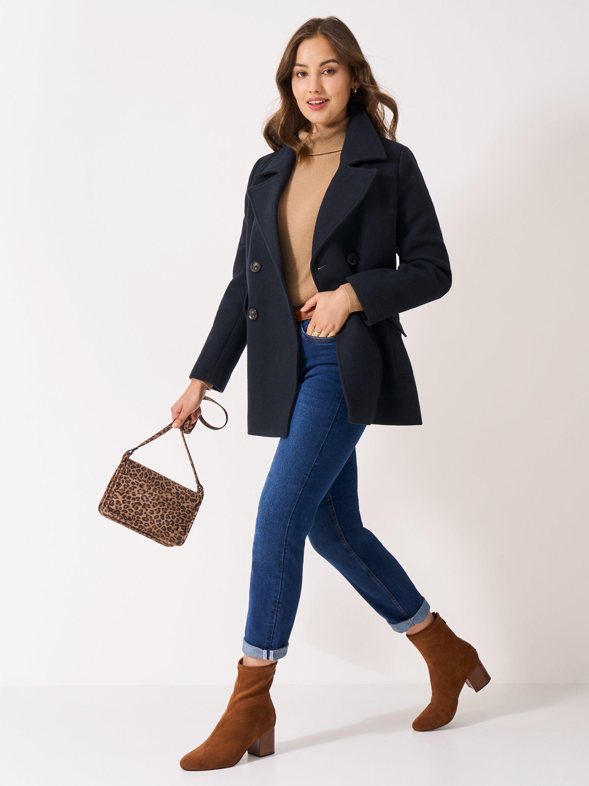 Product image 3 of 5, which shows Crew Clothing Wool Blend Peacoat, Navy Blue, 10