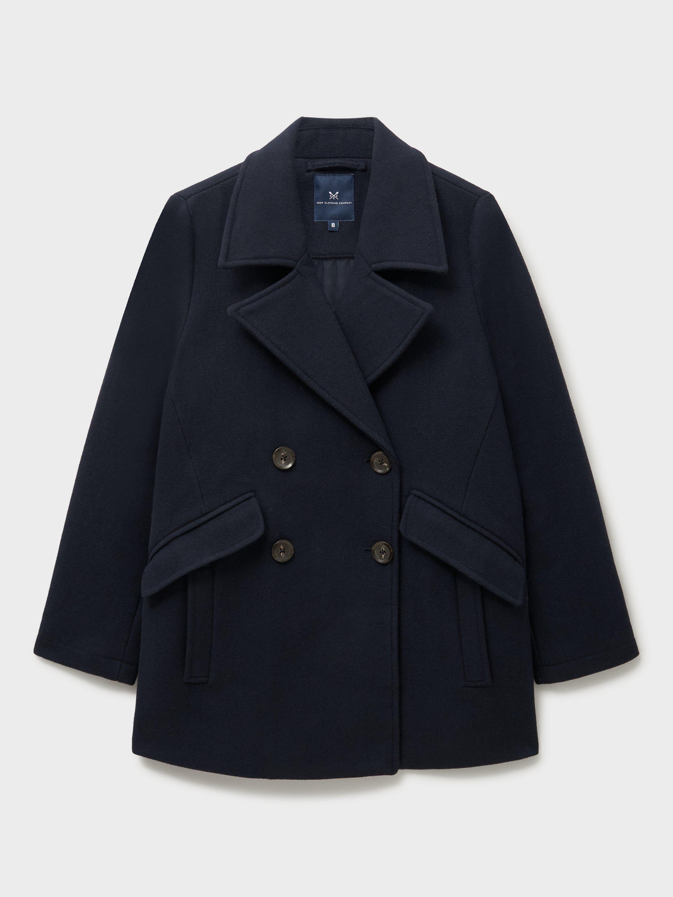 Product image 5 of 5, which shows Crew Clothing Wool Blend Peacoat, Navy Blue, 10