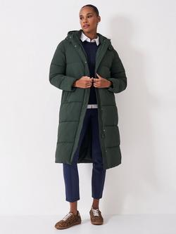 Crew Clothing Padded Showerproof Longline Coat, Jade Green, Jade Green
