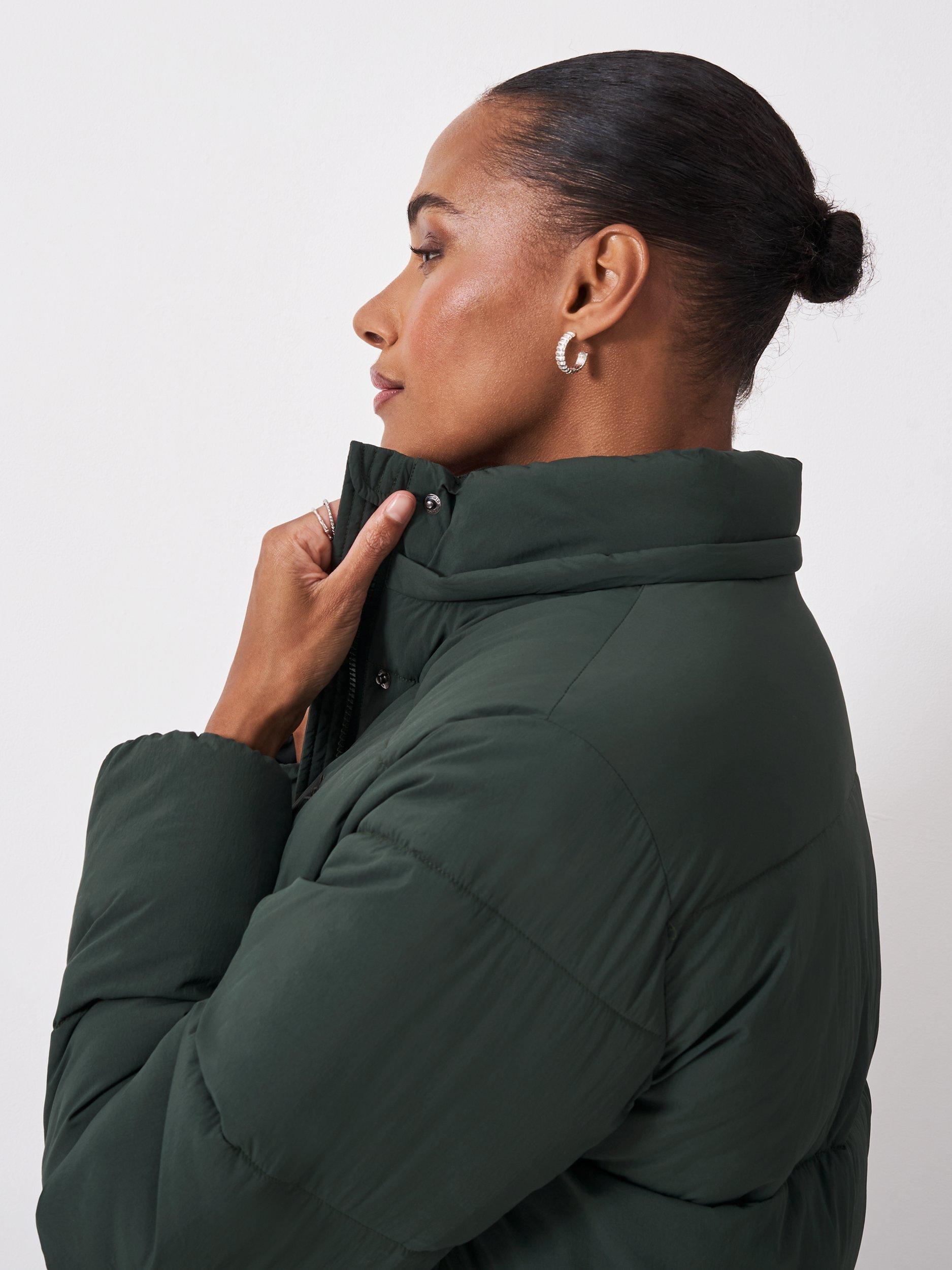 Product image 5 of 6, which shows Crew Clothing Padded Showerproof Longline Coat, Jade Green, 10