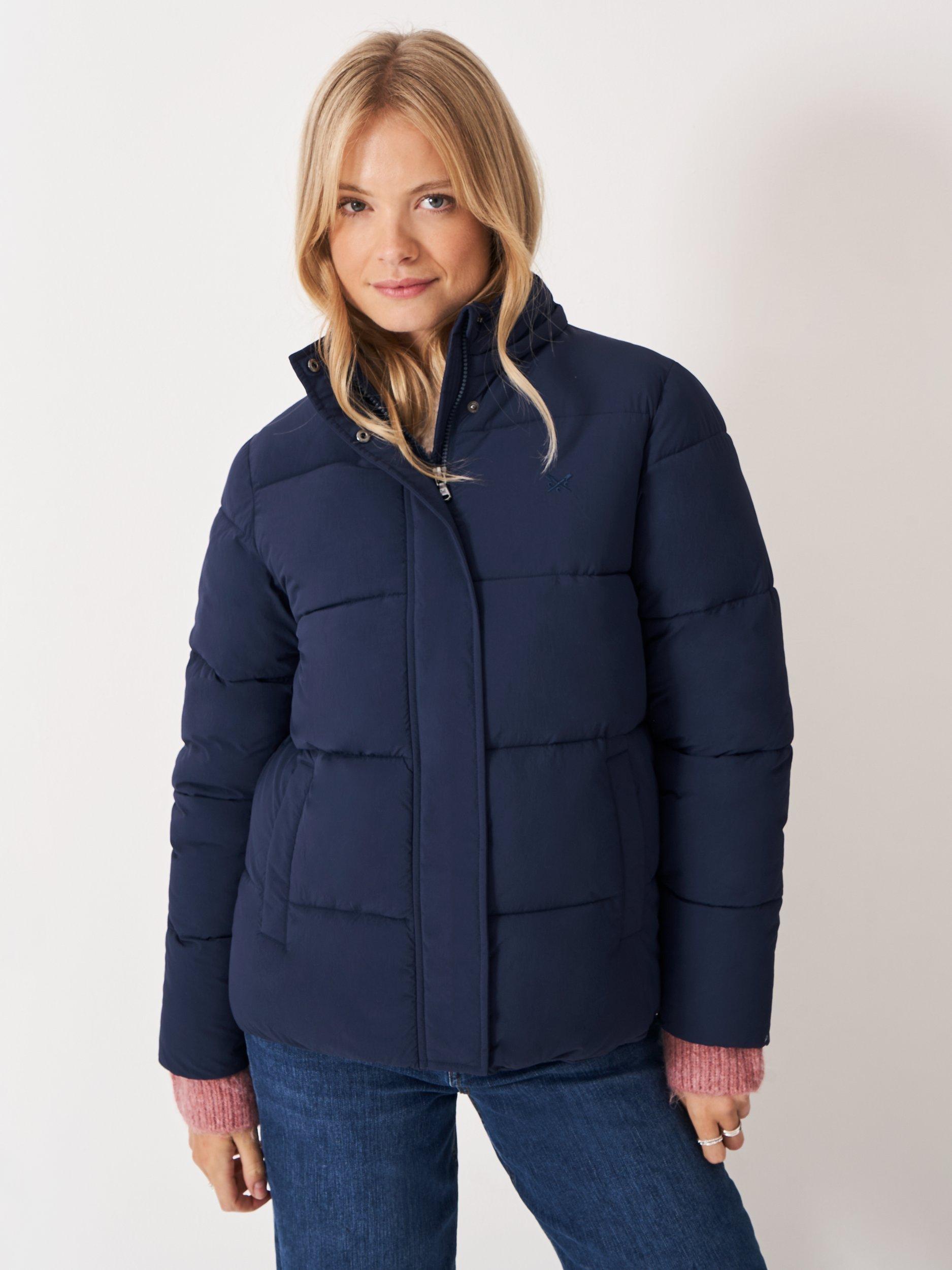 Product image 1 of 5, which shows Crew Clothing Padded Showerproof Jacket, Navy Blue, 10